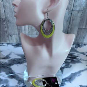 Paparazzi Silver and Yellow Hoop Earrings